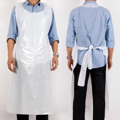 110x70cm Disposable PE Apron For Adult White / Blue With Header Available