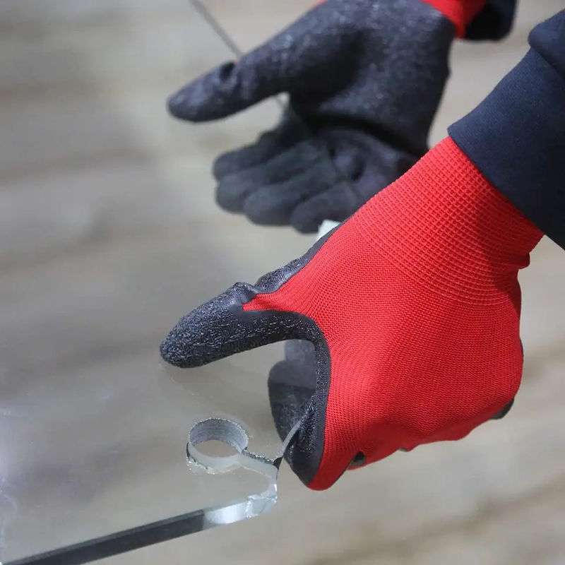 Knitted Nylon Polyester Working Gloves Latex Coated For Construction