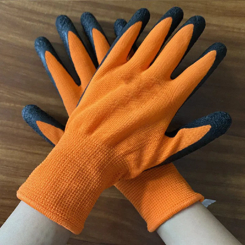 Knitted Nylon Polyester Working Gloves Latex Coated For Construction