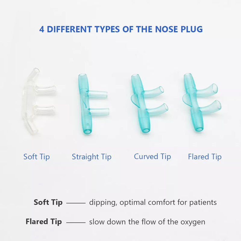 Medical Nasal Oxygene Cannula Disposable Curved Flared Soft Prongs Oxygen Tube