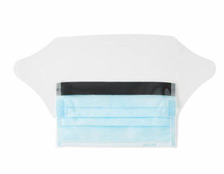 17.5x9.5cm White / Blue Face Mask With Shield With Ear Loops Anti-Fog Shield And Ties