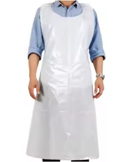 110x70cm Disposable PE Apron For Adult White / Blue With Header Available