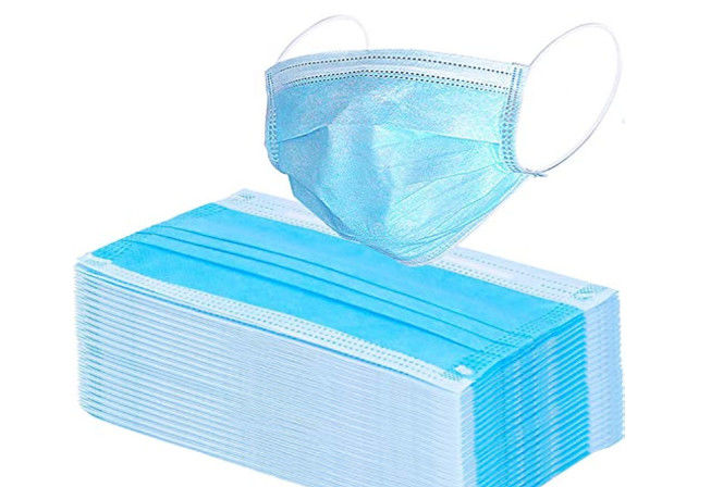 17.5x9.5cm 100 Pack Disposable Face Masks With Elastic Ear Loop 3 Ply Breathable Comfortable For Air Pollution