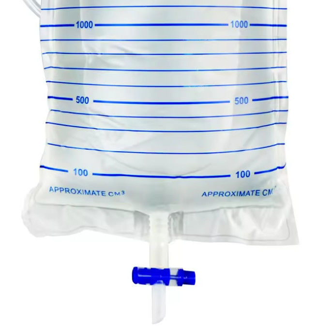 Disposable Medical 1000ml Adult Urine Collection Bag With T Valve