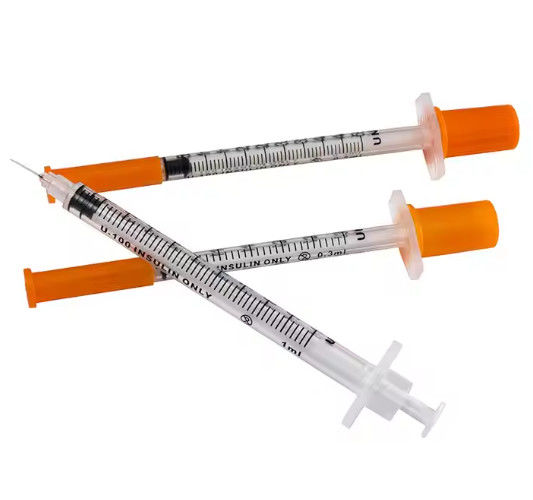Medical Disposable Insulin Syringe 1ml 0.5ml 0.3ml Diabetic Insulin Syringe With Fixed Needle