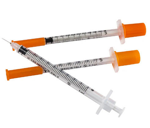 Sterile Safety Insulin Syringe 1ml 0.5ml 0.3ml Medical Disposable Syringe Insuline Needle Syringes With Orange Top