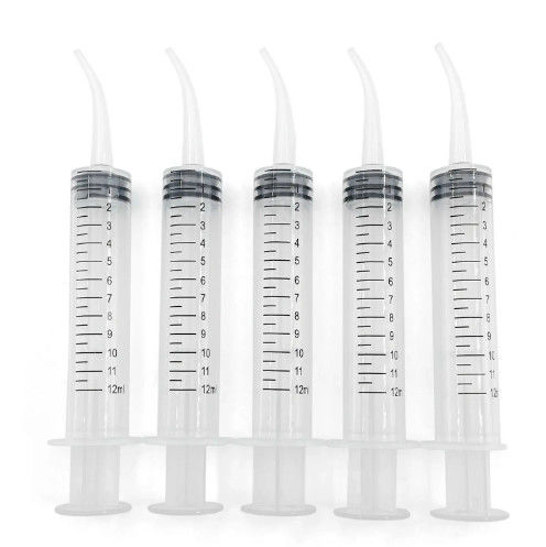 Disposable Transparent Dental Irrigation Syringe With Curved Tip 12ml Dental Care Tools With CE ISO