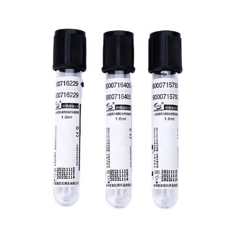 ESR Vacuum Blood Collection Tube Black Cover Sodium Citrate Vacutainer Tubes With CE