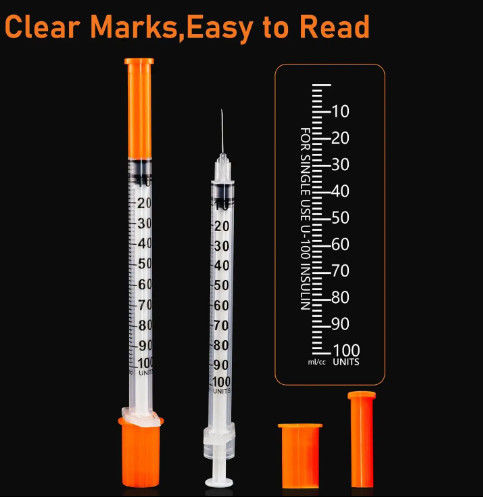 CE Approved Medical Disposable Safety 0.5ml 31G Single Use Insulin Syringe with Needle Professional Made
