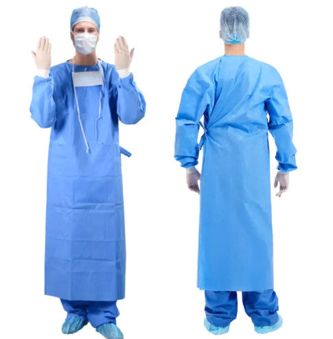 Reinforcement Blue Surgical Gown Disposable Plastic isolation Gowns Waterproof Plastic Apron With fast shipments