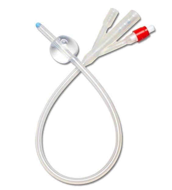 Disposable Medical 100% Silicone Medical 2 Way Or 3 Way Urinary Tube Silicone Foley Cateter