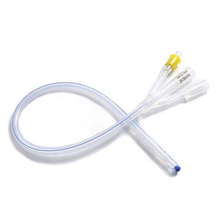 Disposable Medical 100% Silicone Medical 2 Way Or 3 Way Urinary Tube Silicone Foley Cateter