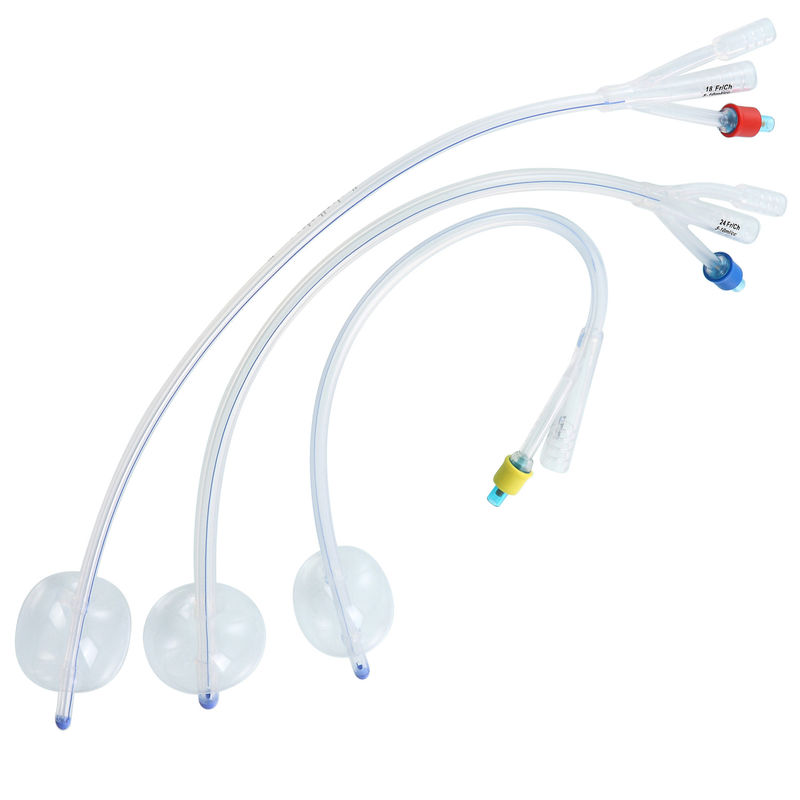 Disposable Medical 100% Silicone Medical 2 Way Or 3 Way Urinary Tube Silicone Foley Cateter
