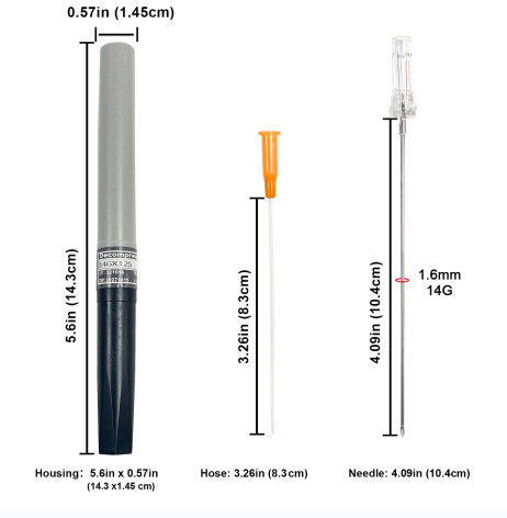 Custom 10ga 14ga Tension Pneumothorax Chest Decompression Needle for Trainer Pneumothorax Decompression Needle